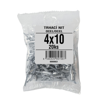 Trhací nit oceľ/oceľ 4x10 pozinkovaný DIN 7337 20 ks