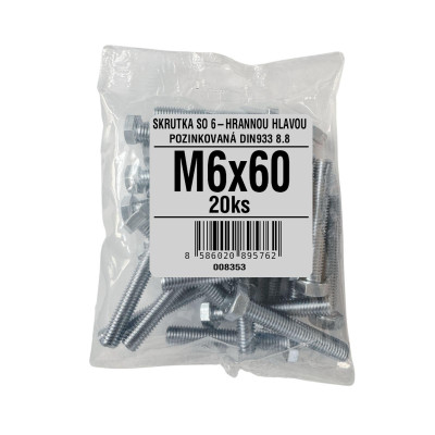 M  6/ 60 DIN 933 Zn 6hr 8.8 /20ks