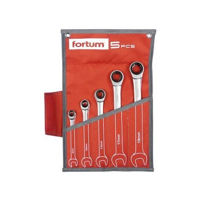Račňové očko-vidlicové kľúče, 8-19mm, 5-dielna sada Fortum