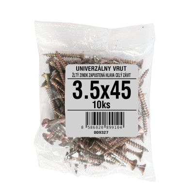 Univerzálny vrut so zapustenou hlavou pozinkovaný 3,5x45 PZ 10 ks